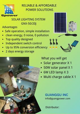 50W سیستم خورشیدی ژنراتور کیت خورشیدی با ظرفیت 120AH باتری