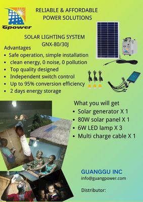 باتری لیتیوم SHS Rural Solar System 80W سیستم روشنایی خورشیدی